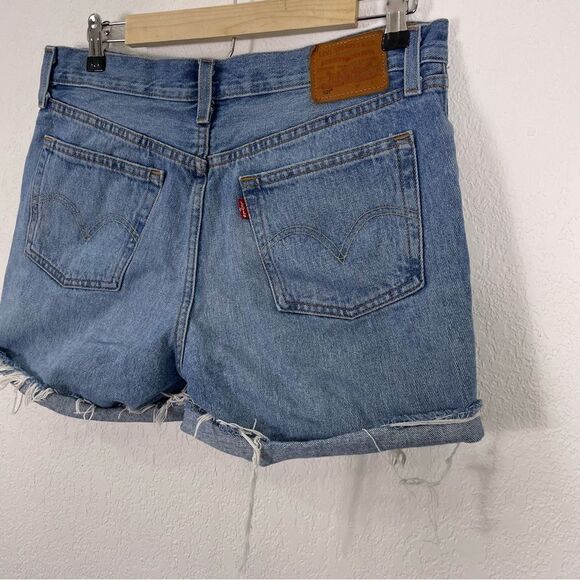 Levi’s 501 Big E Hidden Button Fly High Waisted Jean Shorts - Picture 7 of 10